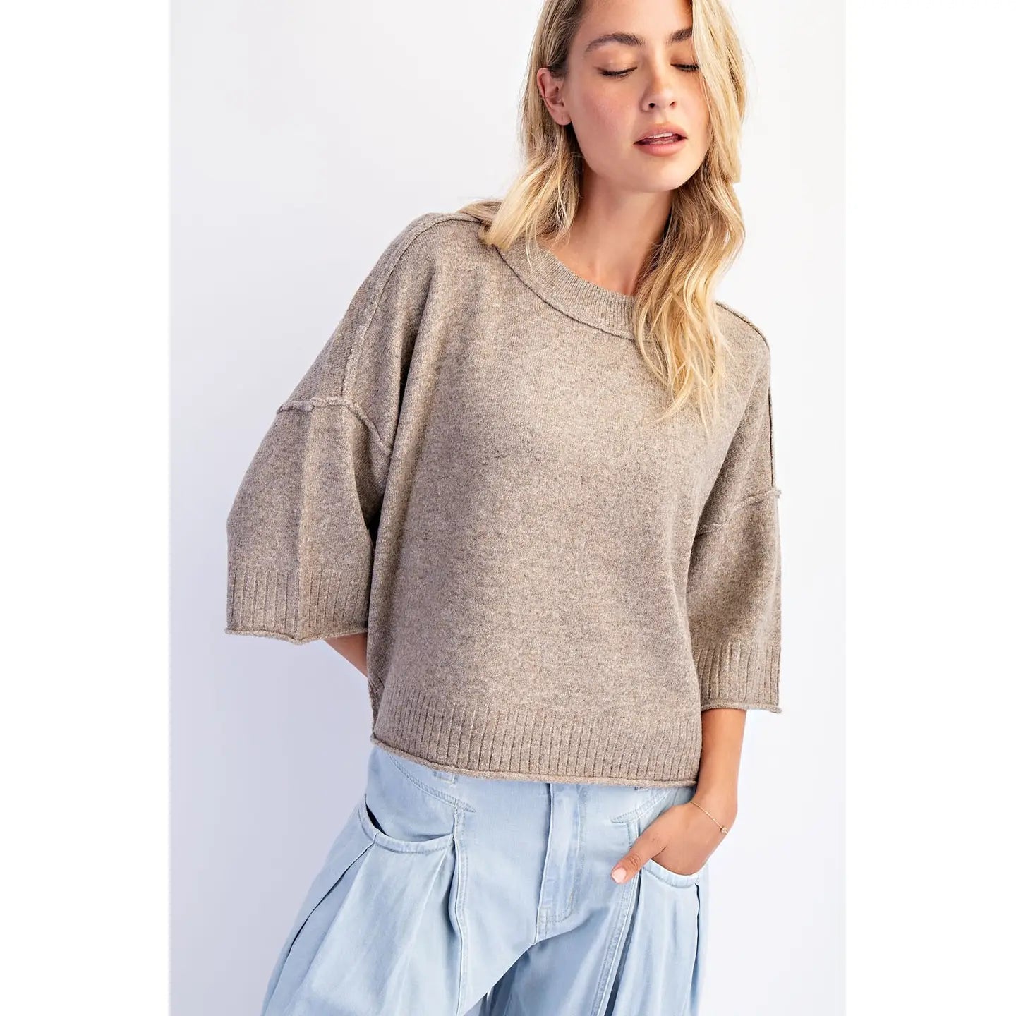 Mocha Crew Neck Oversized Sweater