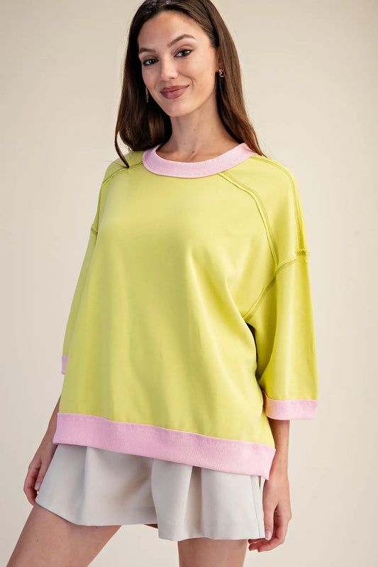 Lime Oversized Short Sleeve Sweatshirt