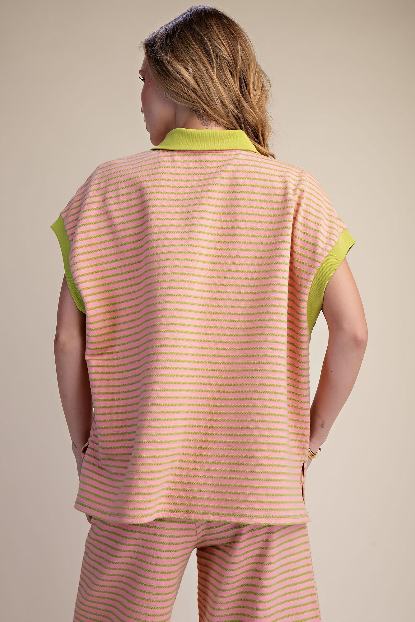 Pink and Green Stripe Top