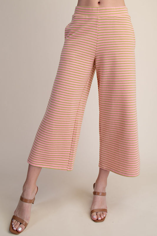 Pink and Green Stripe Crop Pants