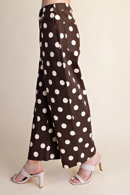 Brown Polka Dot Barrel Pants