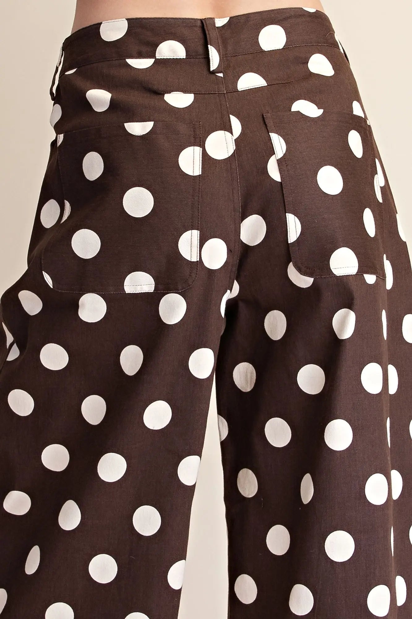 Brown Polka Dot Barrel Pants