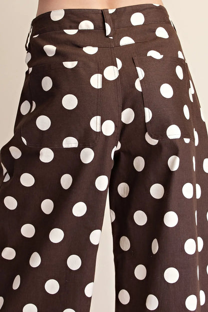Brown Polka Dot Barrel Pants