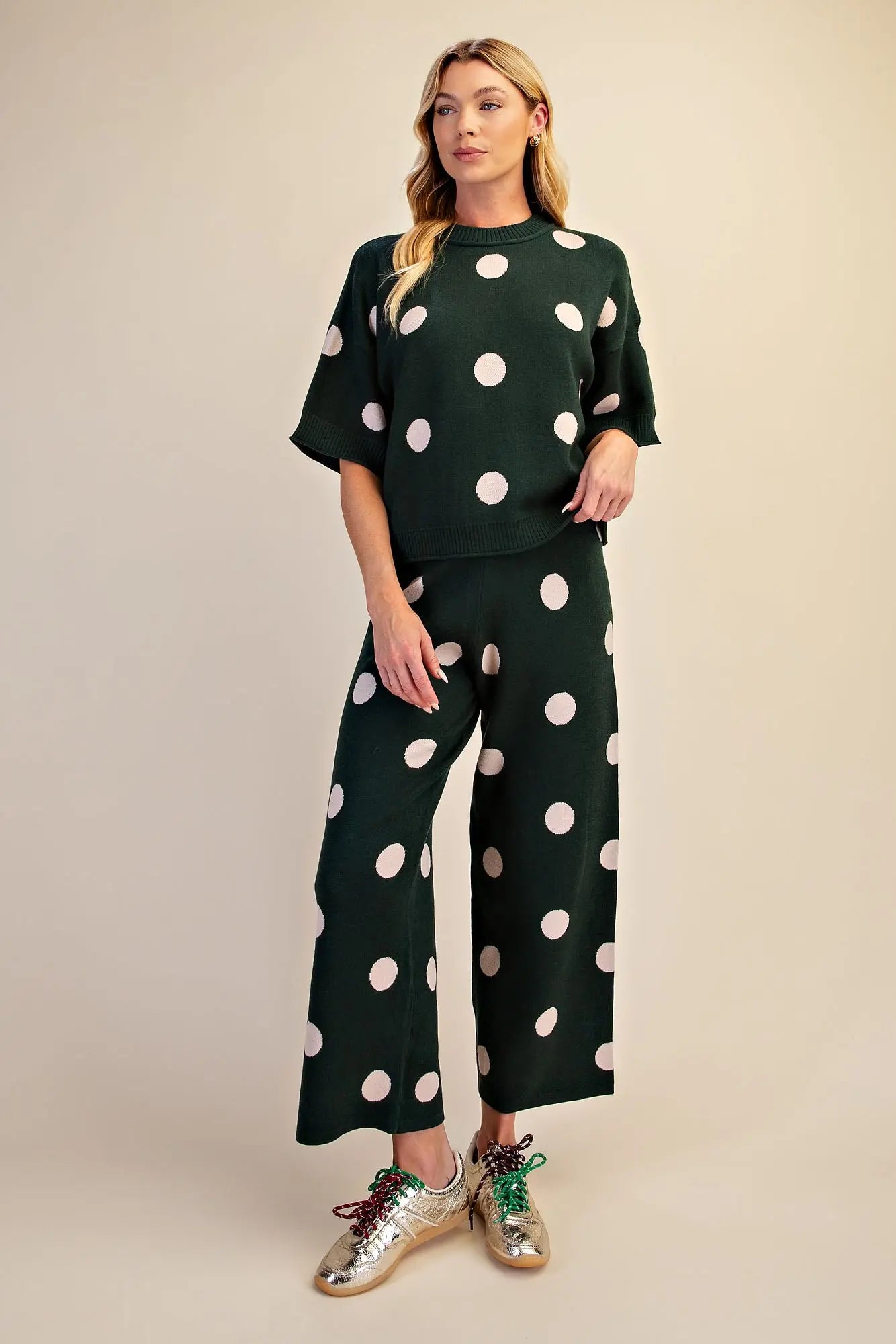 Hunter Green Polka Dot Knit Set