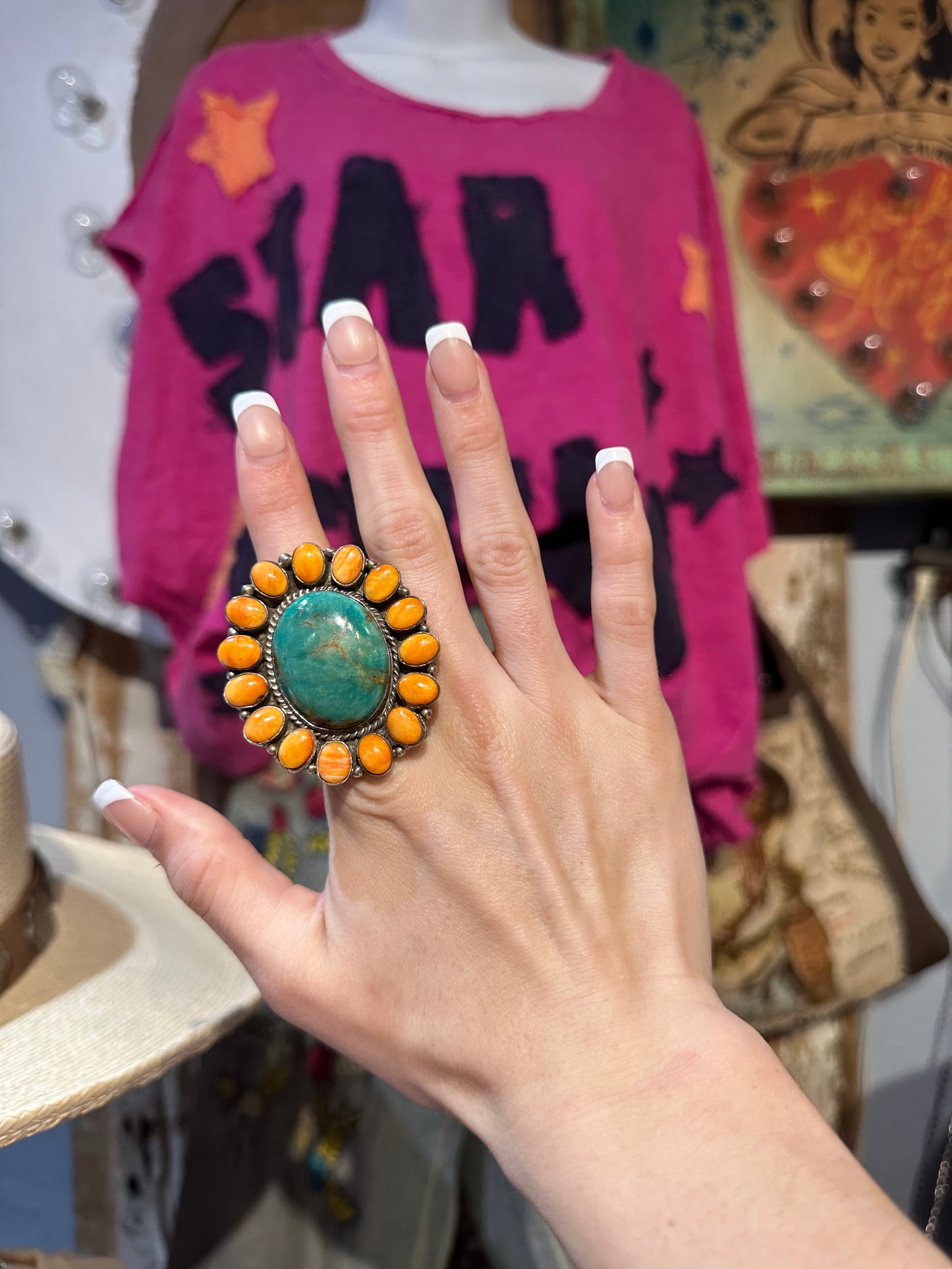 Navajo Royston & Spiney Oyster Ring Size 7