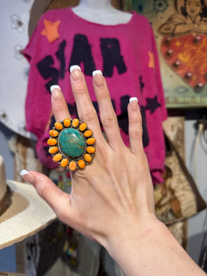 Navajo Royston & Spiney Oyster Ring Size 7