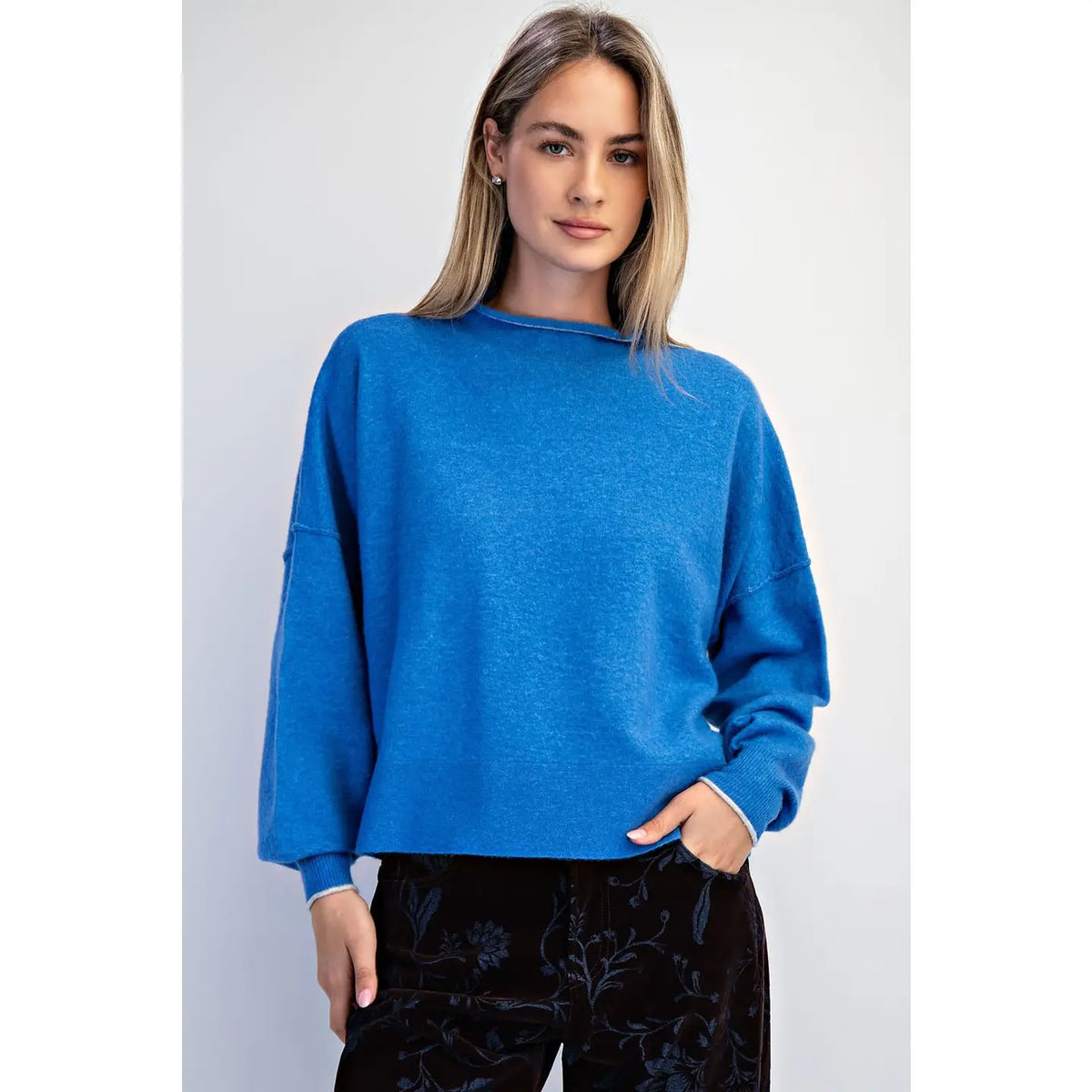 Blue Turtleneck Sweater