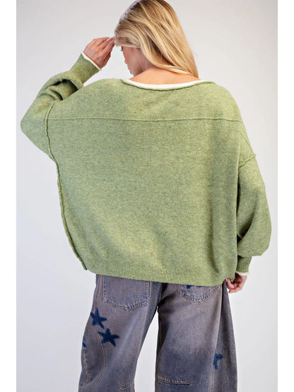 Olive Cozy Pullover Sweater