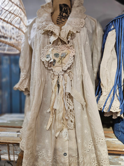 A Rare Bird Eyelet Linen Cream Top