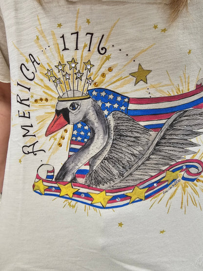 A Rare Bird America Swan Tattered Tee