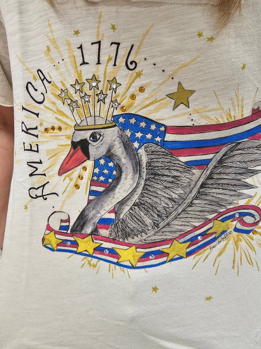A Rare Bird America Swan Tattered Tee