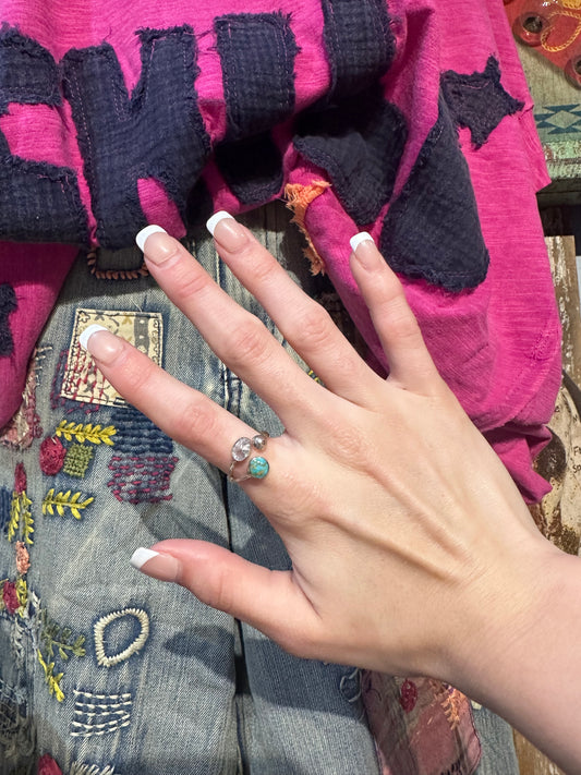 Sterling Silver Turquoise & Cubic Zirconium Ring