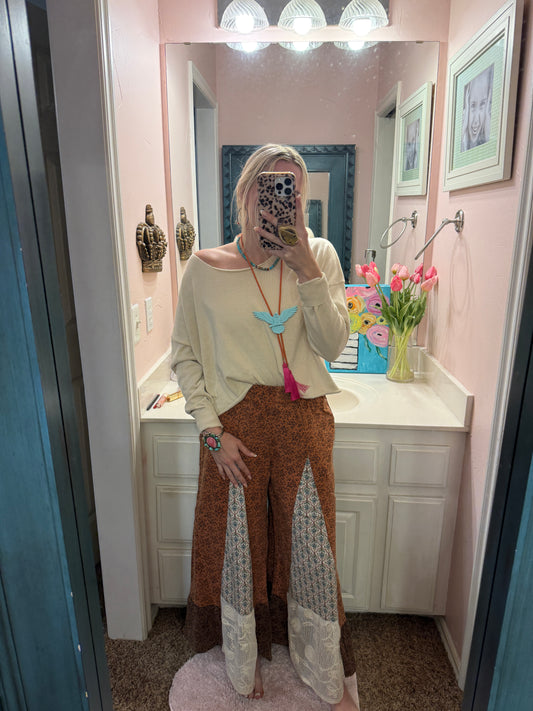 Easel Natural Knitted Sweater Crop Top