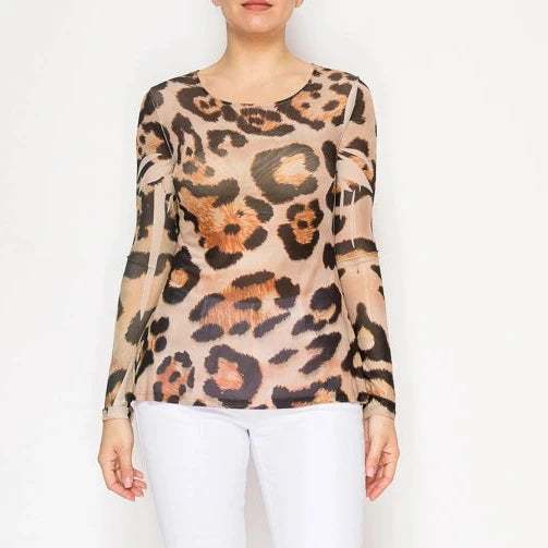 Leopard Mesh Top