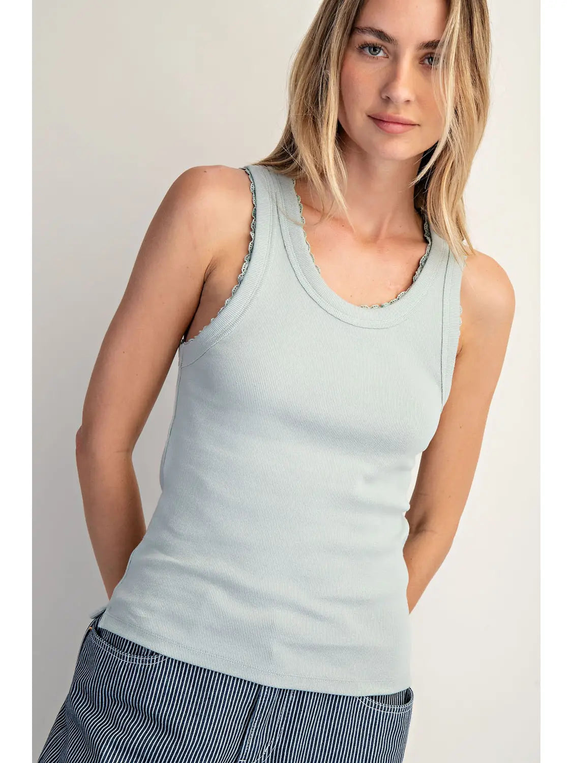 Silver Sage Ribbed Knit Tank