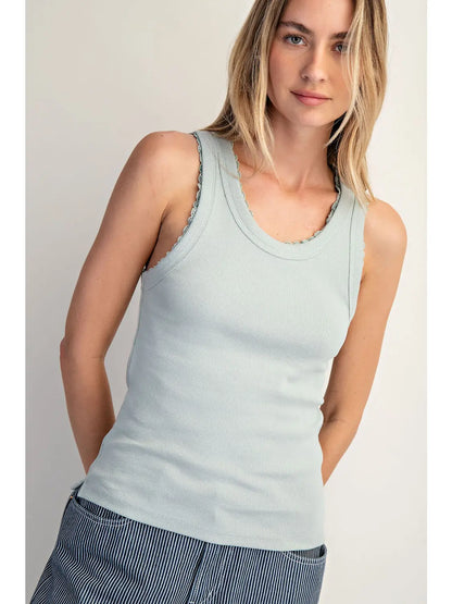 Silver Sage Ribbed Knit Tank