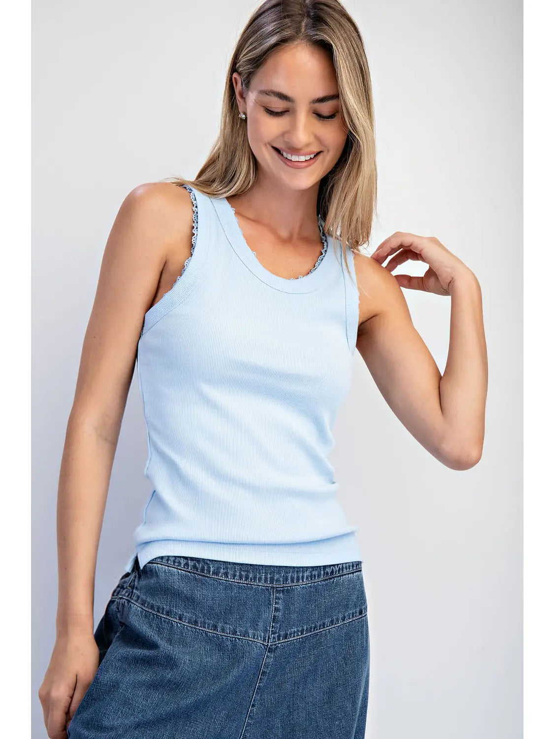 Sky Mist Ribbed Knit Tank
