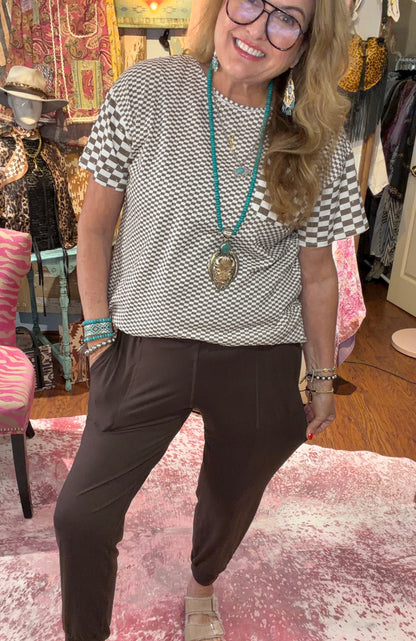 High Waist Barrel Jogger Pants Espresso
