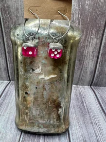 Dice Earrings Pink