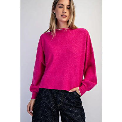 Hot Pink Turtleneck Sweater