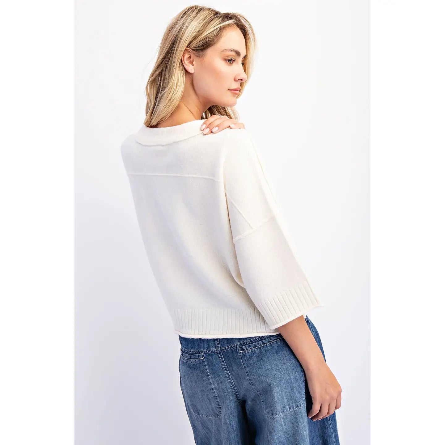 Ivory Crew Neck Oversized Sweater