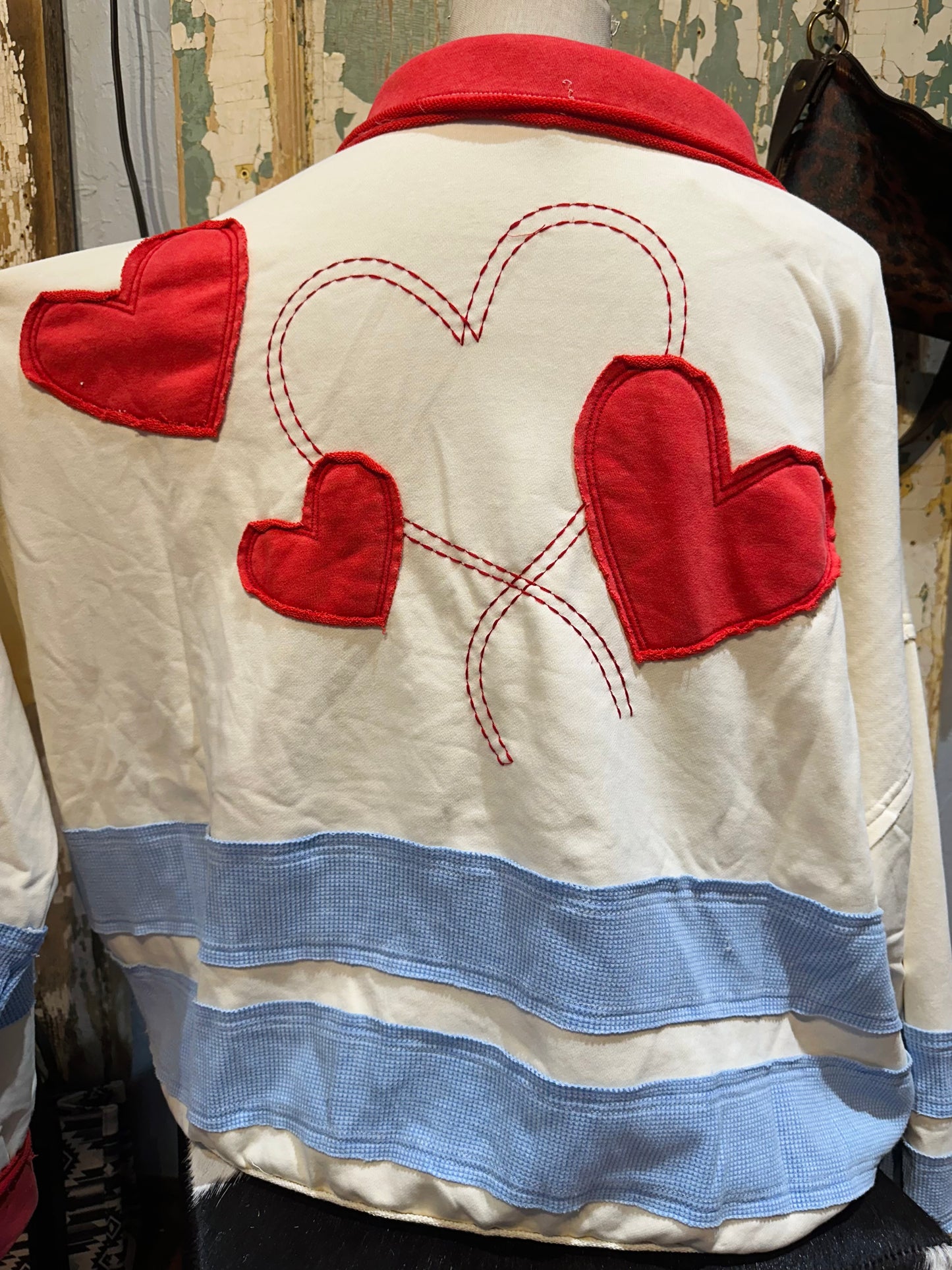 Oli & Hali Cream Heart Rugby Stripe Top