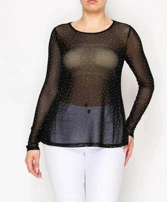 Black Sparkly Mesh Top