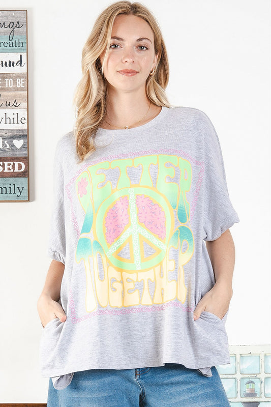 Blue Velvet Better Together Peace Top Gray