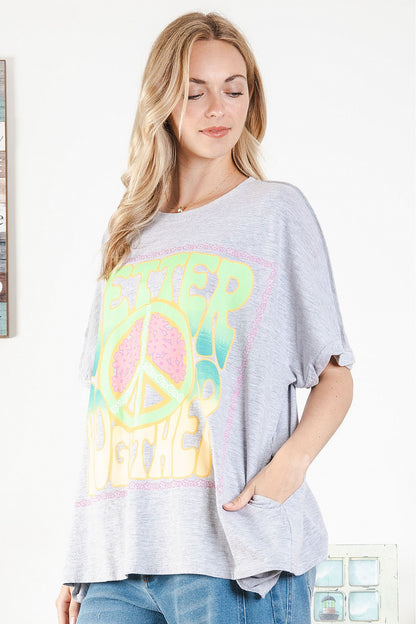 Blue Velvet Better Together Peace Top Gray