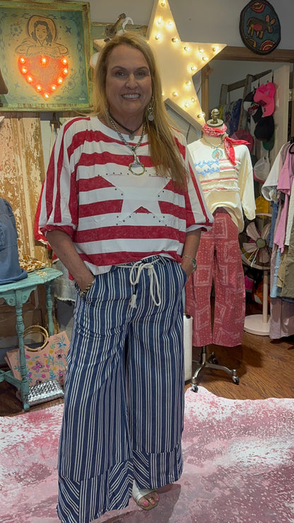 Red Stripe Star Top