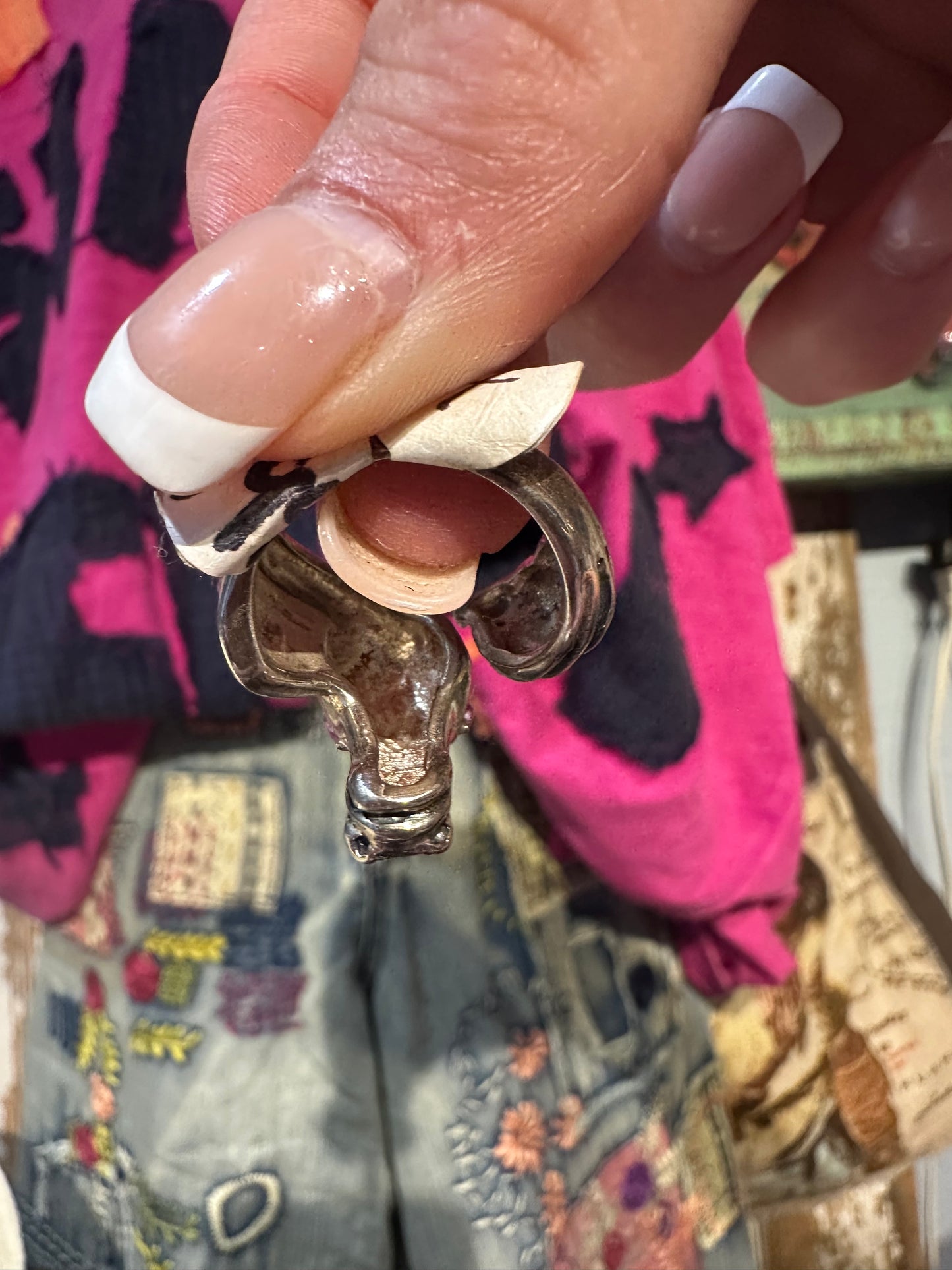 Sterling Silver & Ruby Horse Wrapped Ring Size 7