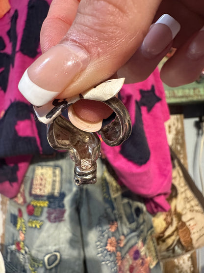 Sterling Silver & Ruby Horse Wrapped Ring Size 7