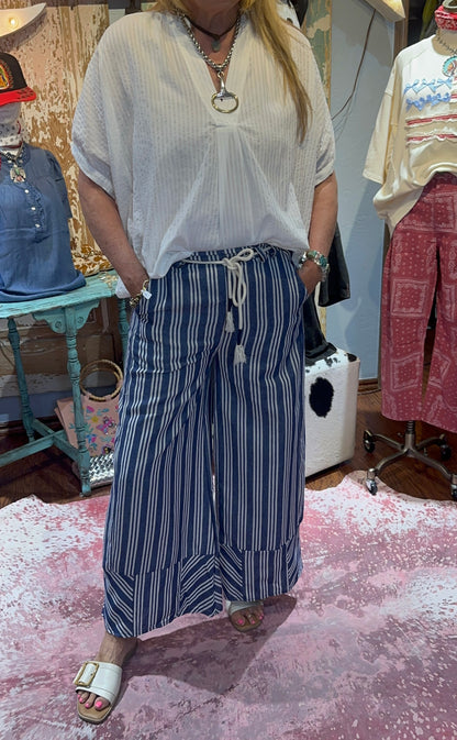 Off White Stripe Oversized Top