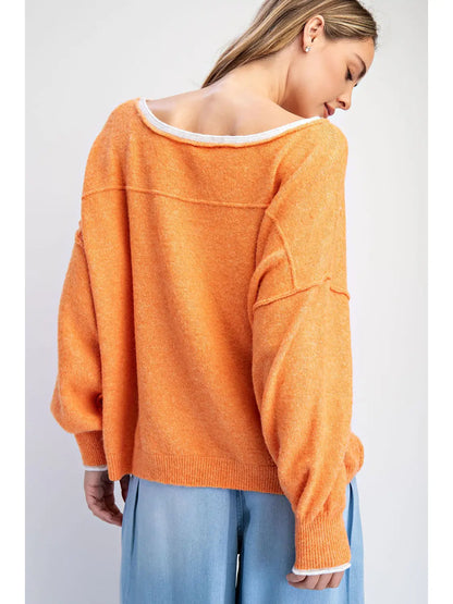 Orange Cozy Pullover Sweater
