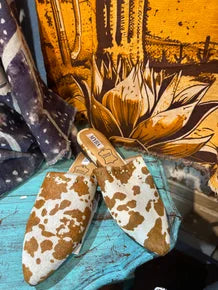Cowhide Mules Brown