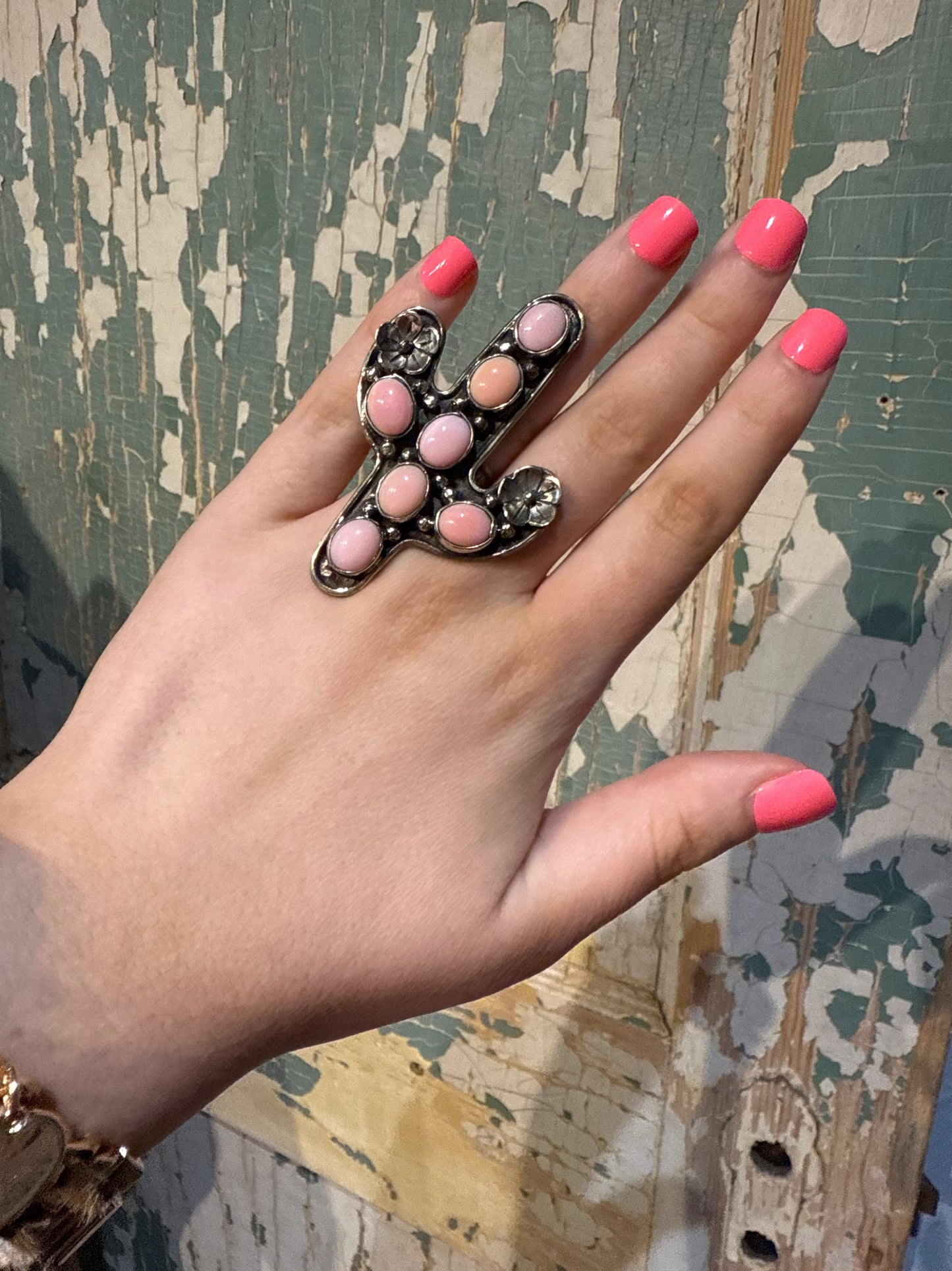 Tibetan Conch Shell Cactus Adjustable Ring