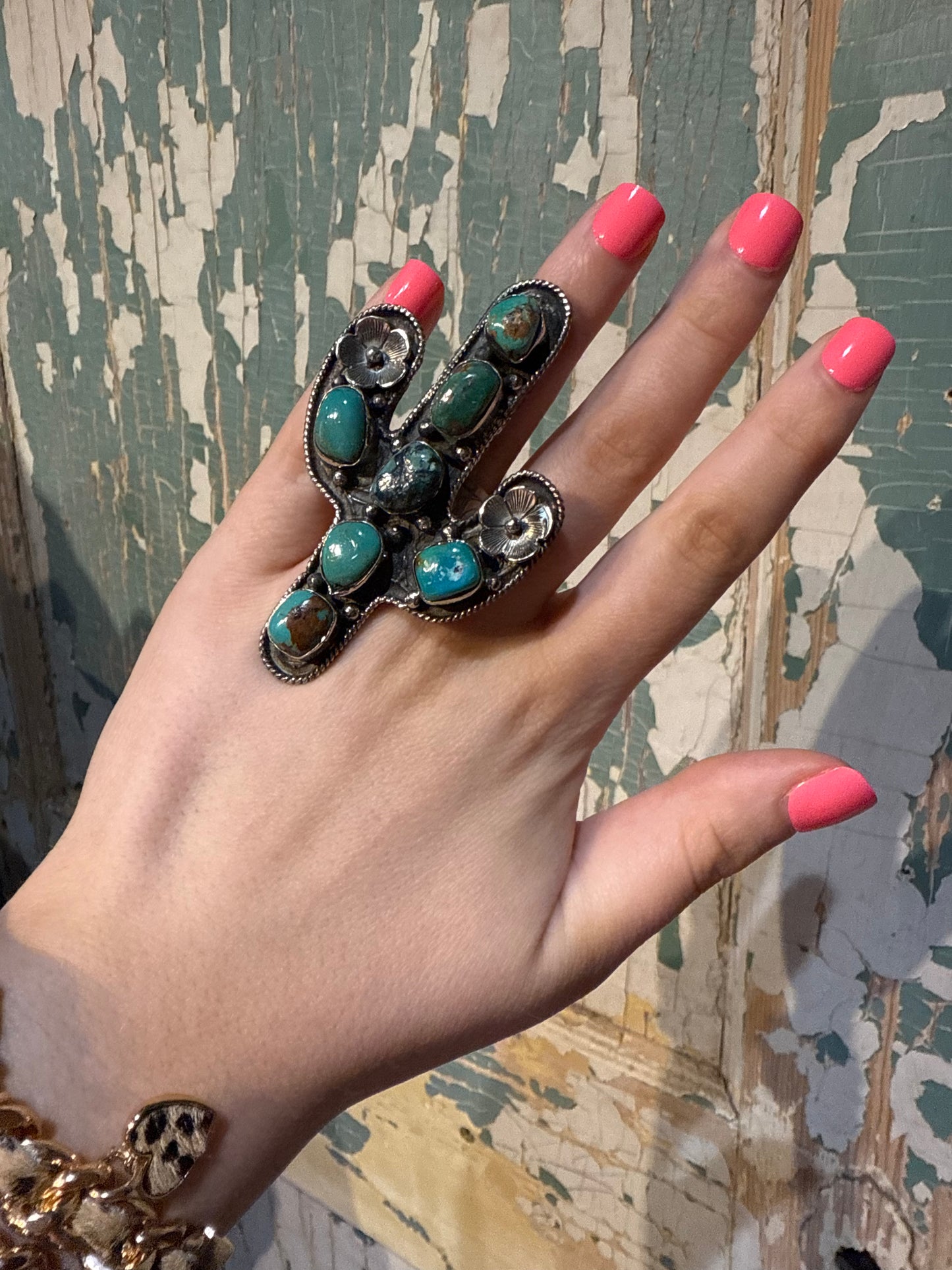 Tibetan Turquoise Cactus Ring