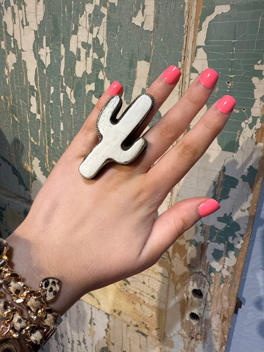 Tibetan Bone Cactus Adjustable Ring