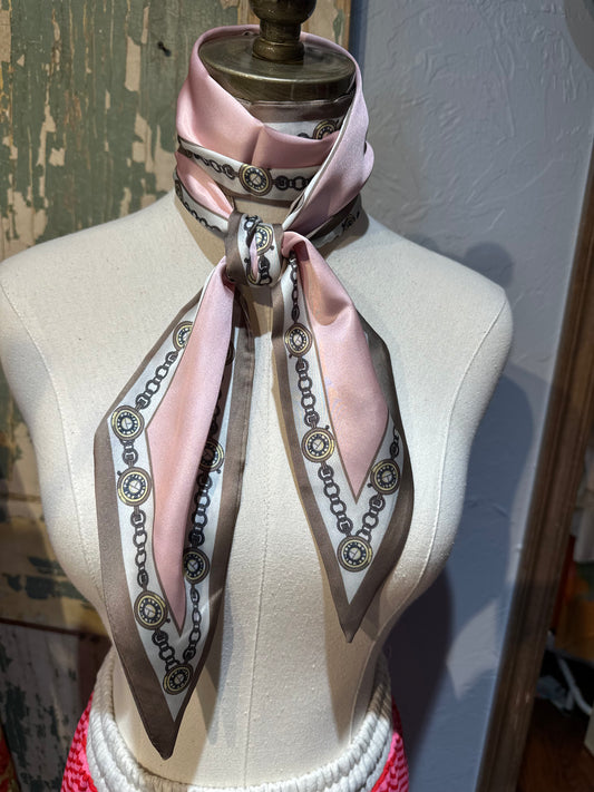 Pink Taupe Inspired Clock Twilly Scarf