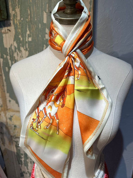 Orange Space Horse Twilly Scarf