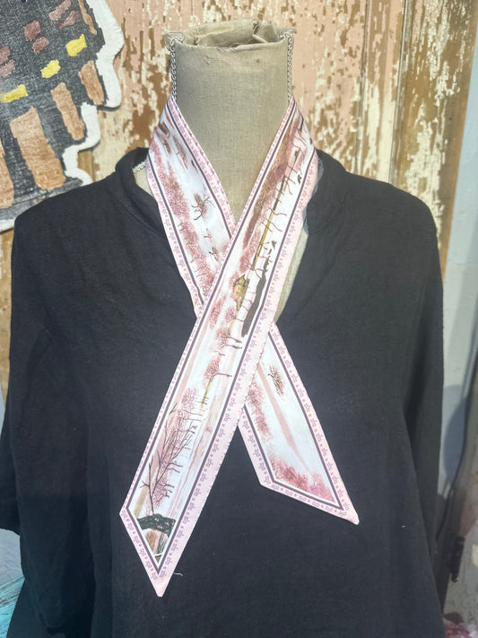 Pink Tree Scene Twilly Scarf