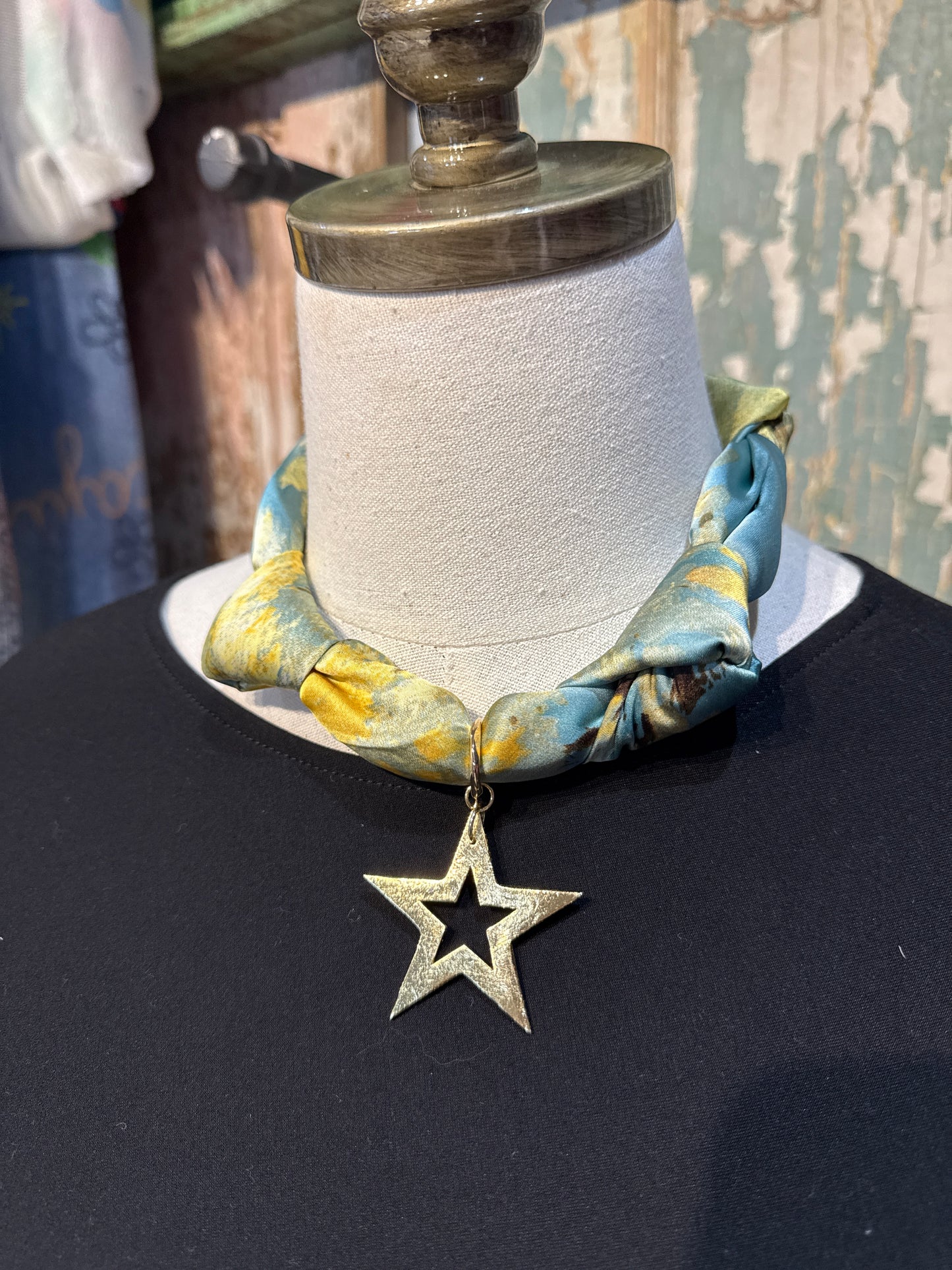 Handmade USA Tied Silky Wild Rags with Star Pendant