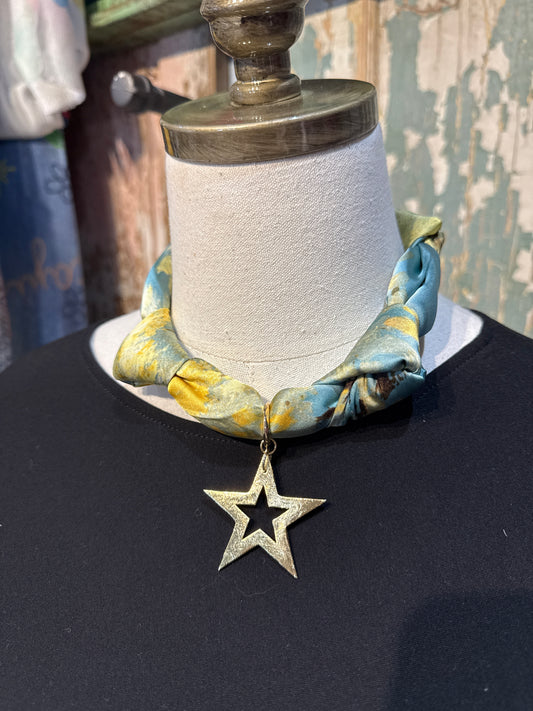 Handmade USA Tied Silky Wild Rags with Star Pendant