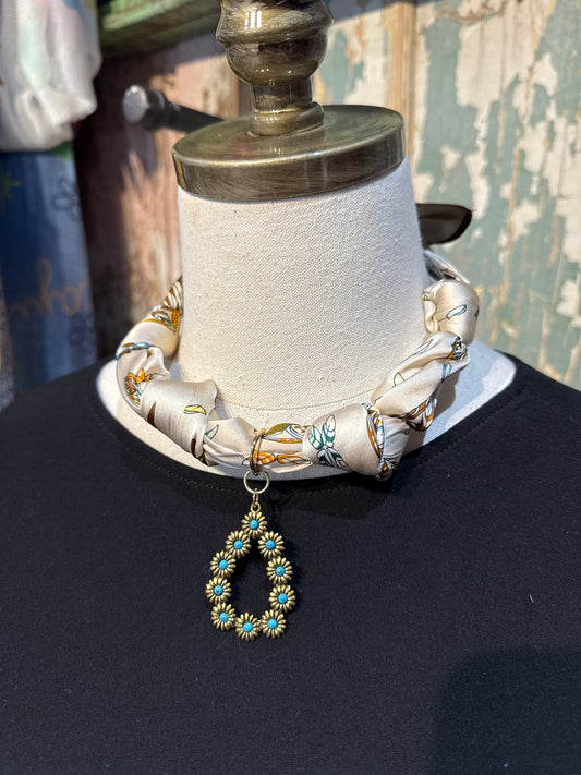 Handmade USA Tied Silky Wild Rags with Teardrop Pendant