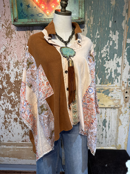 Blue Velvet Patchwork Top