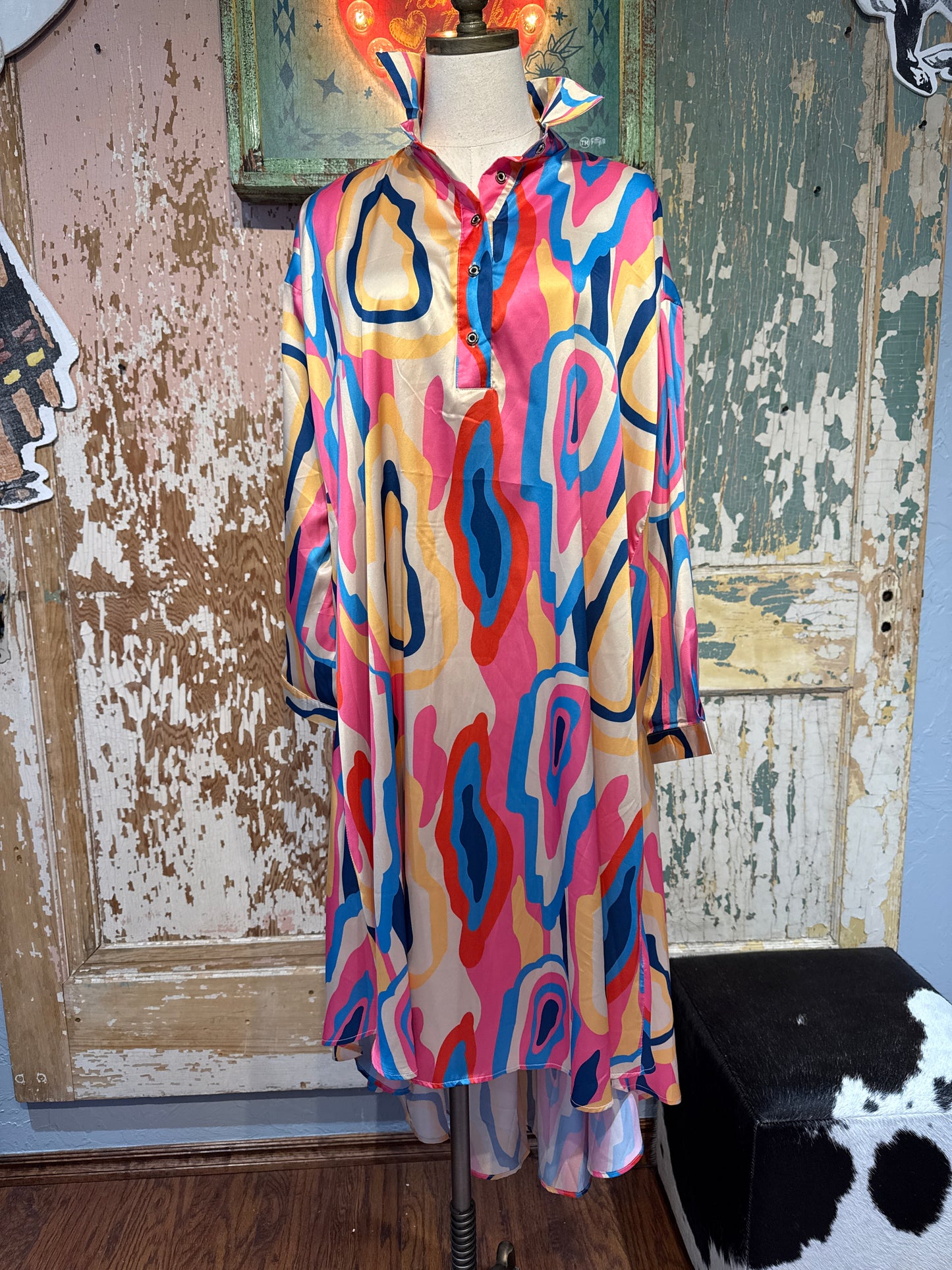 Abstract High Low Dress