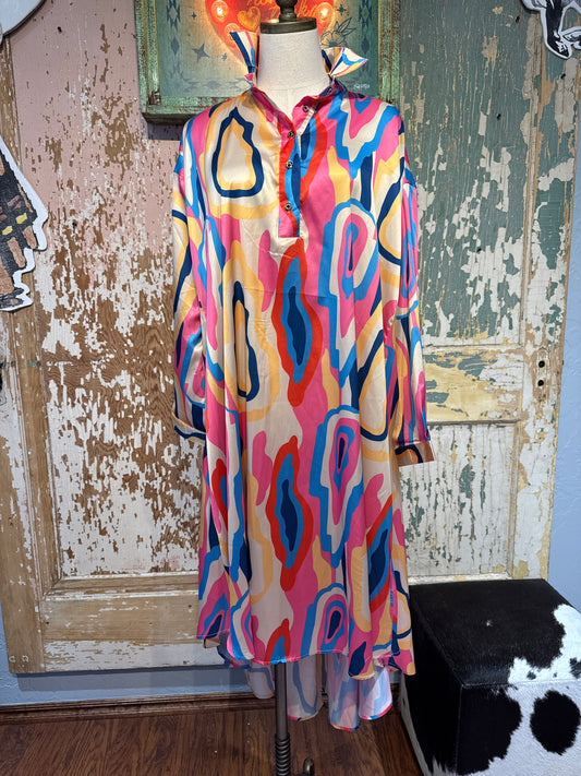 Abstract High Low Dress