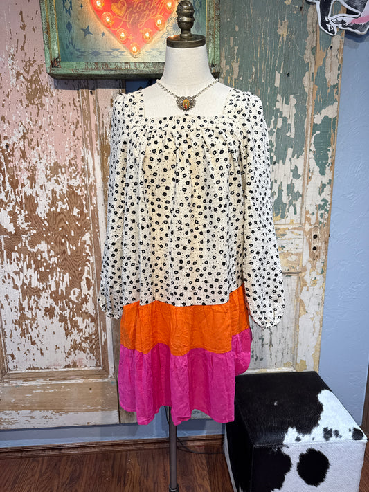 Pink and Orange Floral Dress