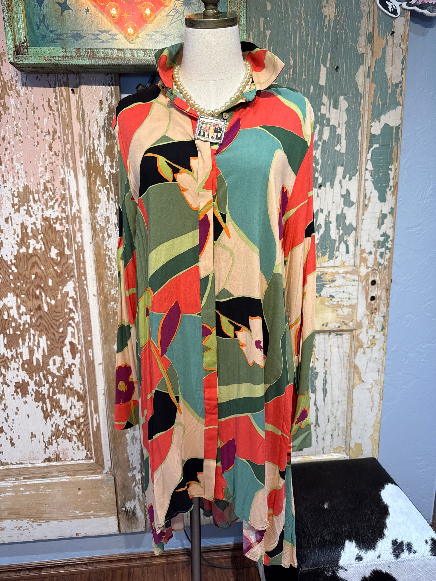 Abstract Slight High Low Dress