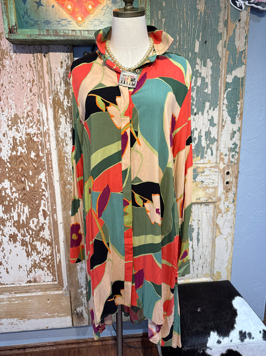 Abstract Slight High Low Dress
